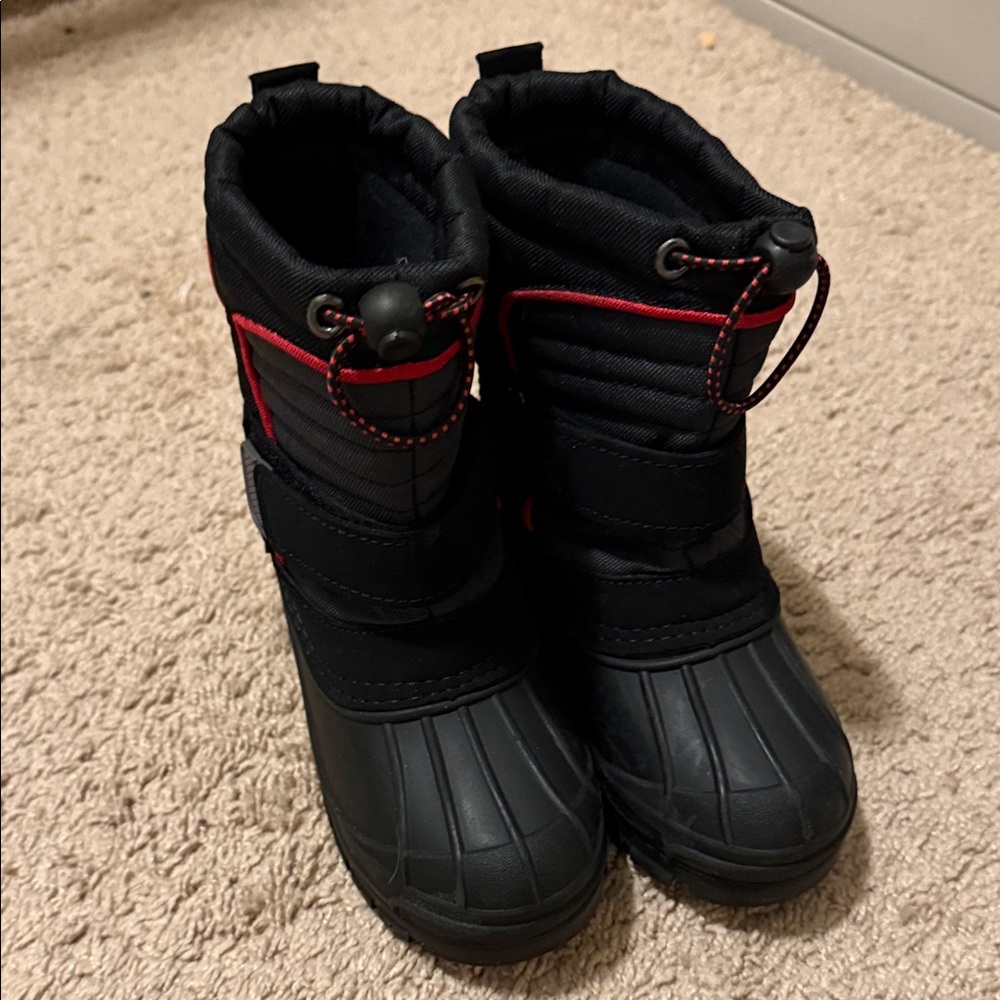 Kids Black and Red Winter Boots